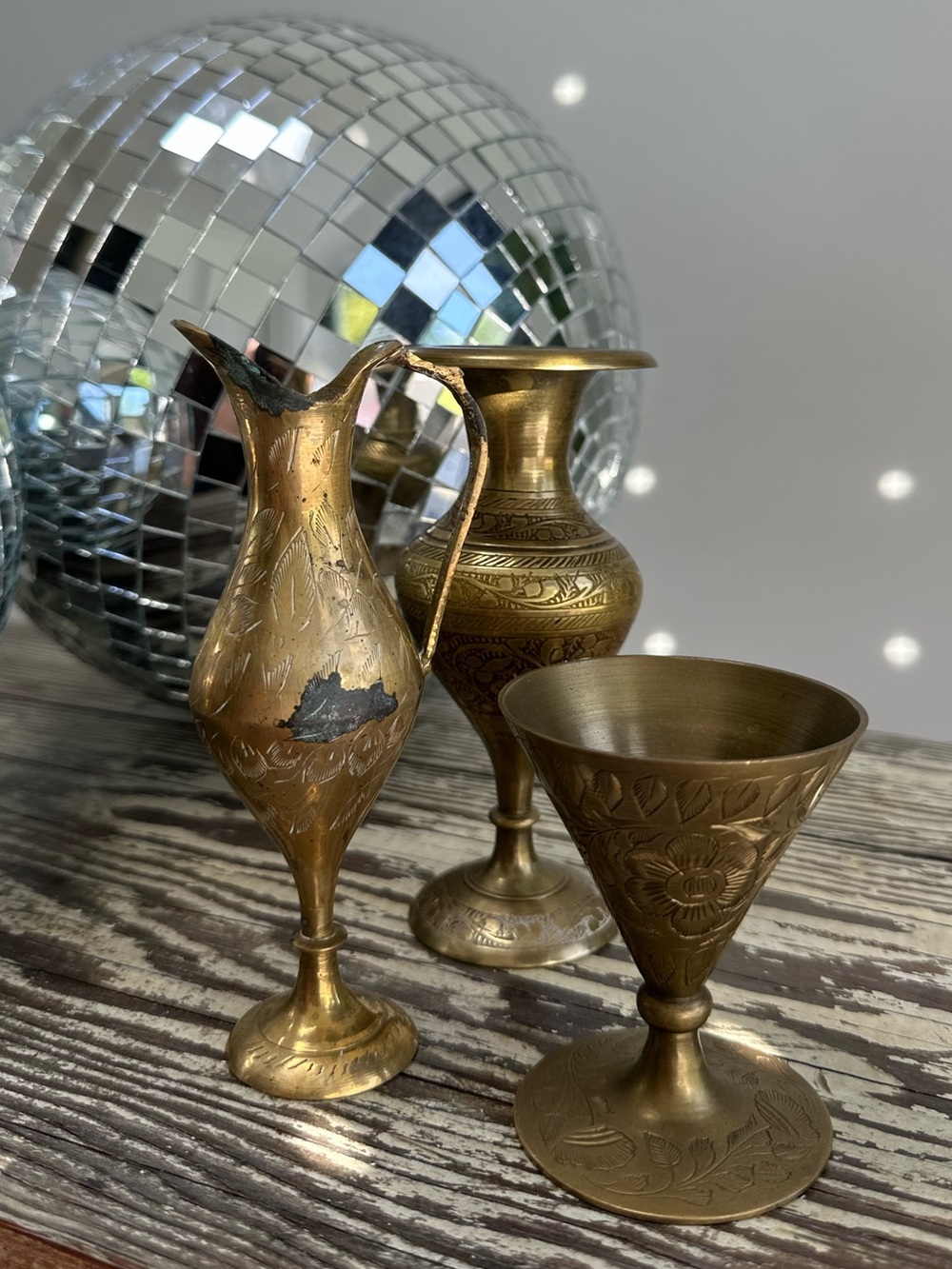 Miniature Vintage Brass Decorative Vases / goblet (set of 3)